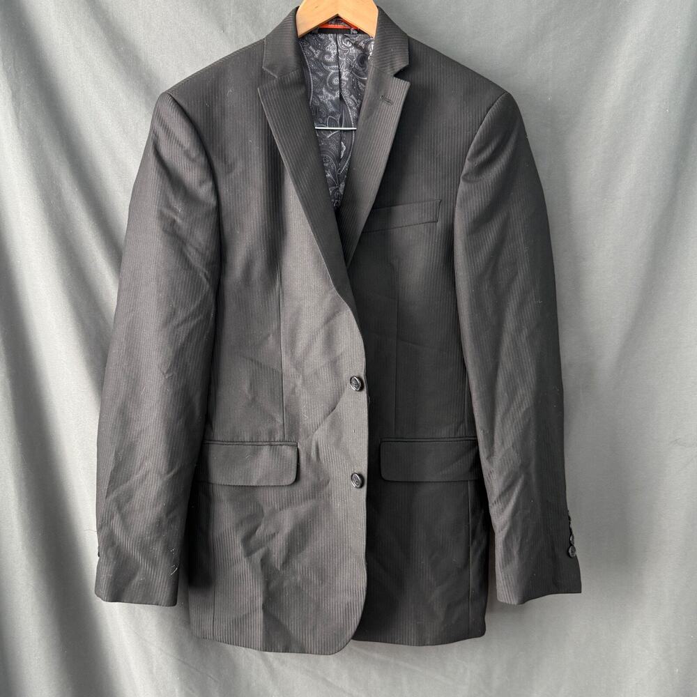 Tallia Black Pinstripe Blazer Men’s 2-Button‎ Suit Jacket Size 38R